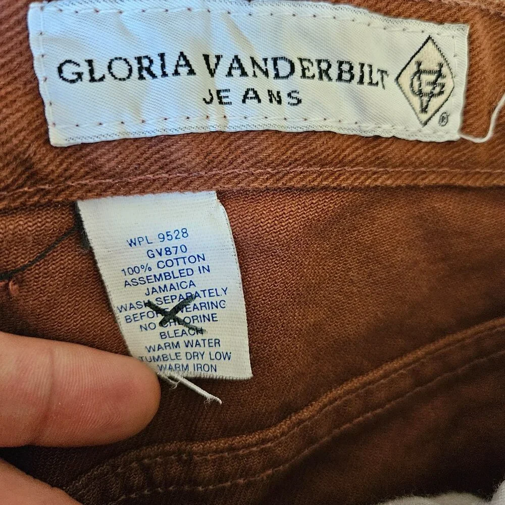Vintage 90s Womens Gloria Vanderbilt 1991 Cotton Jeans Brown Sz 16 NWT Y2K RARE - Picture 9 of 12